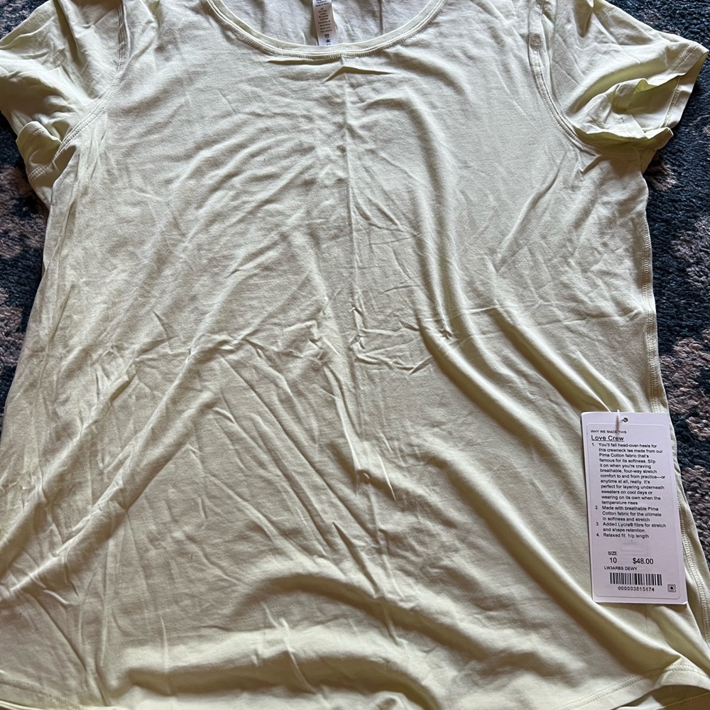 lululemon athletica Soft Yellow Short Sleeve Tee